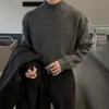 Suéter de gola alta parcial, leve e de luxo, estilo coreano para homens, coleção outono/inverno, marca da moda, tricô grosso, estilo casual, perfeito como camada base