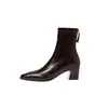 Botas super elásticas para mujer, botas ajustadas, nuevo estilo coreano otoño/invierno, punta cuadrada, cierre trasero, botas de tacón medio grueso, botines elásticos para mujer