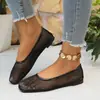 Malla elástica hueca, transpirable y cómoda, slip-on de suela plana, orientado a la exportación, talla grande, transfronterizo, casual, zapatos de pescador ligeros