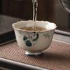 Planta Gris Pintado a Mano Panda Juega Bambú Taza de Té Taza Maestra Taza Individual Taza de Té Doméstica Juego de Té de Kung Fu Cerámica Taza de Té
