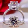 El Anillo de Diamante Más Popular de Amazon para Mujeres, Anillo de Boda de Lujo Plateado para Parejas, Cuadrado Dorado Blanco y Fabricante Mayorista de Anillos de Propuesta de Lujo