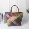 Bolsa de Rattan Estilo Artesanal de Celebridade da Internet Gatinho, Bolsa de Mão com Alça de Bambu, Presente Souvenir, Bolsa de Casamento com Trama Diagonal, Bolsa de Presente