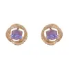 Pendientes de Moda Exquisitos Coreanos y Japoneses de Lujo Ligero, Cuadrados Morados con Circonitas, Elegantes y Sencillos, Compactos y Versátiles, Pendientes Super Brillantes