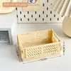 Caja de Almacenamiento Plegable para Escritorio de Dormitorio Estudiantil Cesta de Almacenamiento para Cosméticos Femeninos Papelería Colocación Plástico Cesta Pequeña