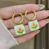 Pendientes de Flor de Dopamina a la Moda, Frescos y Exquisitos con un Toque de Lujo Ligero y de Alta Gama, Estilo Vacacional, Pendientes Versátiles con un Diseño Único