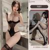 Conjunto de Pijama Lencería Sexy Pura Pasión Femenina Coqueto Sexy Soporte de Acero Transparente Sin Entrepierna Ajustado Mono Negro Seda