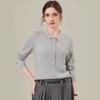 [Com Caxemira de Seda de Amoreira] Primavera e Outono Simples Versátil Senso de Alta Qualidade Camisa Casaco Cardigã Tricotado Suéter Tricotado Feminino