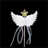 Decoración para Pastel con Alas de Pentagrama y Borla Bandera Insertable Alas de Ángel Tarjeta Insertable para Mesa de Postres de Bebé
