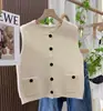 Colete de tricô soltinho e relaxado estilo coreano, nova coleção outono/inverno feminina, perfeito para usar em camadas, cardigã suéter sem mangas, top de frente aberta