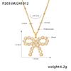 Collar Clavícula Oumika Lazo Shijia Beizhu Circonita Acero de Titanio Chapado en Oro PVD Joyería Sin Decoloración para Mujeres