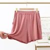 Shorts de Modal de Cintura Alta Tamanho Grande para Mulheres Verão Soltos Casuais para Meninas Plus Size Calças de Perna Larga Finas Calças de Pijama para Casa