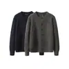 Suéter Cardigan Clássico de Tricô Trançado Outono Masculino e Feminino Roupa Macia e Amiga da Pele Moda Casual Solto Gola Redonda Tricô de Lã