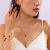 Traje de joyería de flor de cinco pétalos de gran venta transfronteriza Collar de flor de la suerte de placa simple para mujer Pulsera Pendientes Juego de 5 piezas