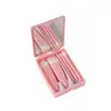 Set de Brochas de Maquillaje Portátil de 5 Piezas para Viaje con Espejo, Set Multifuncional de Brochas para Sombra de Ojos, Rubor y Polvo en un Estuche con Espejo