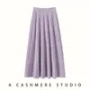 Nova Saia de Malha Cashmere Outono/Inverno 2025 Solta Emagrecedora Look Quente Acima do Joelho Comprimento Médio Lã Saia Evasê