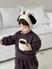 Roupas Infantis Estilo Outono/Inverno Espessado Bebê 2026 Novo Estilo Coreano Roupas Infantis Conjunto de Moletom com Forro de Lã e Calça para Meninos