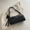 Bolso Retro de Lunares para Mujer 2026 Verano Nueva Moda Bolso de Hombro Versátil Bolso de Axila Clásico de Color Contrastante