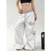 Pantalones casuales para mujer con cintura estampada estilo American Gothic, diseño de otoño, corte holgado, adecuados para bailar y hacer deporte, pants de pierna ancha