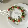 Coroa de Flores Rosa Fada Headpiece Faixa de Cabeça Estilo Mori Menina Adulta Flores Artificiais Faixa de Cabeça Acessórios de Cabelo Flor na Cabeça Adereços para Fotos