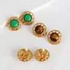 Joyería de Estilo Europeo y Americano, Incrustaciones de Piedras Naturales de Colores, Vintage, Lujo Ligero, Moda, Clips para Orejas y Pendientes para Mujeres
