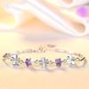 Pulsera Trébol de Cuatro Hojas para Mujer Giratoria Estilo Coreano Plateada Diamante Zircón Amatista Pulsera Trébol de Cuatro Hojas Joyería Simple 925