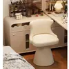Silla de Maquillaje para Dormitorio de Niñas, Taburete Giratorio para Tocador, Silla de Vestidor de Lujo Ligero Estilo Crema para Uso en Casa