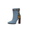 Botines cortos con hebilla de cinturón estilo europeo y americano tacón grueso talla grande botas de mujer fuente de comercio exterior transfronterizo 74-2