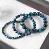 Pulsera Ojo de Tigre Azul Pavo Real Ojo de Tigre Azul Deslumbrante Ópalo de Madera Azul Cielo Pulsera Ojo de Tigre Ojo de Gato Pulsera Azul de Ojo de Tigre