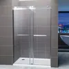 Puerta corredera de acero inoxidable sin marco para ducha empotrada sin riel inferior, forma recta, mampara de baño integrado