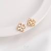 Color que conserva oro de 14K con forma de corazón cristal de color circonio trébol de cuatro hojas doble colgante accesorios conector de pulsera DIY aretes colgante