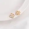 Color Duradero Relleno de Oro de 14K Forma de Corazón Cristal Color Circonio Trébol de Cuatro Hojas Accesorios Dobles Colgantes Conector para Pulsera DIY Colgante para Pendientes