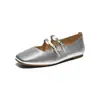 Sapatos Rasos Femininos de Bico Quadrado 2026 Novo Estilo Elegante Estilo Fada Moda Retrô Sapatos Mary Jane de Uma Tira