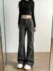 Calça Cargo Flare Feminina 2026 Nova Primavera/Outono Estilo Americano Solta Cintura Alta Emagrecedora Casual Tendência Perna Larga Calça Flare