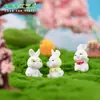 Enfeites de paisagem em miniatura, decorações de jardinagem, artesanato em resina, pequenos enfeites de mesa, coelhinhos de desenho animado fofos para DIY