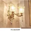 Luminária de Parede de Cristal Estilo Europeu para Quarto, Cabeceira, Sala de Estar, Corredor, Cabeça Única ou Dupla Vela Decorativa Parede LED