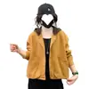 Jaqueta Capuz Colorida Retro Artística Feminina Primavera e Outono Bolso Grande Solta Casual Emagrecedora Cardigan Top Versátil