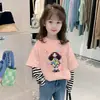 Camiseta de Manga Larga para Niña, Algodón Puro, Estilo Primavera y Otoño, Ropa Interior Falsa de Dos Piezas para Niños, Top de Otoño, Camiseta Básica para Niña, Camiseta de Rayas