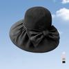 Sombrero de pescador con lazo de vinilo para mujer, estilo coreano, con recortes, ala ancha, protección solar UV, moderno, para verano