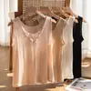 Colete de Seda Amora Renda Decote V Camisola Roupa de Verão Feminina Tamanho Grande Sem Mangas Camisa Base Top