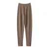 Cachemira Otoño/Invierno 2026 Nuevos Pantalones de Punto para Mujer Ajustados de Color Sólido Simples Control de Abdomen Cálidos Amigables con la Piel Pantalones de Capa Base