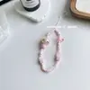 Funda de Teléfono Acrílica Colorida de Dibujos Animados con Cuentas Estilo Coreano, Fresca y Sencilla, con Cadena, Correa Corta Universal Versátil, Selección de Influencers de Moda