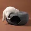 Nido de Gato de Fieltro, Transpirable, Casa para Gatos de Cuatro Estaciones, Forma Redonda Hecha a Mano, Extraíble y Lavable, Cierre de Cremallera, Juguete para Gatos Rosquilla