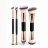 Novo conjunto de 4 pincéis de maquiagem de dupla face Pincel para base blush cabelo macio tricolor um conjunto completo pincel para contorno