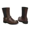 Botas de montar de color liso de gran tamaño transfronterizas 35-50 otoño e invierno para mujer, de media pantorrilla, de cuero, con punta redonda, suela gruesa, antideslizantes, sin cordones, ligeras