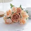 Ramo de Hortensias Rosas de 7 Picos Ramo de Flores Artificiales para Boda Ramo de Flores Falsas Decoración Simple para Mesa de Sala de Estar en Casa