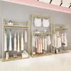 Estante de exhibición de ropa de piso a piso para hombres y mujeres, estante de exhibición de pared con combinación de gabinete alto de doble capa, estante para ropa