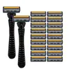 Atacado transfronteiriço lâmina de 3 camadas barbeador manual masculino barbeador navalha para barba cabeça de corte barbeador manual três camadas
