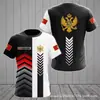 Patrón de Bandera y Escudo de Montenegro Impresión 3D Nueva Camiseta Casual Cruzada para Hombre Cuello Redondo Manga Corta Suministro