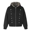 Yidao Vintage 2026 Invierno Nuevo Retro Americano Diseño de Botones Grueso Cálido Cuello de Piel con Capucha Abrigo de Algodón