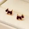 Brincos de Cachorro, Design Doce, Brincos Elegantes Simples Franceses, Luxo Acessível Esmalte Pingando, Brincos Fofos Frescos para Estudantes